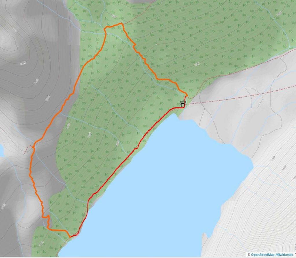Hargreaves Lake Toboggan Falls Route Map